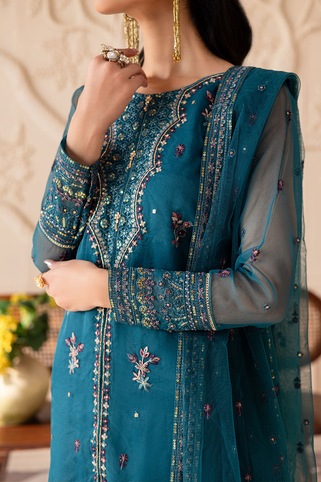 Sanaz 3PC - Embroidered Luxe Pret