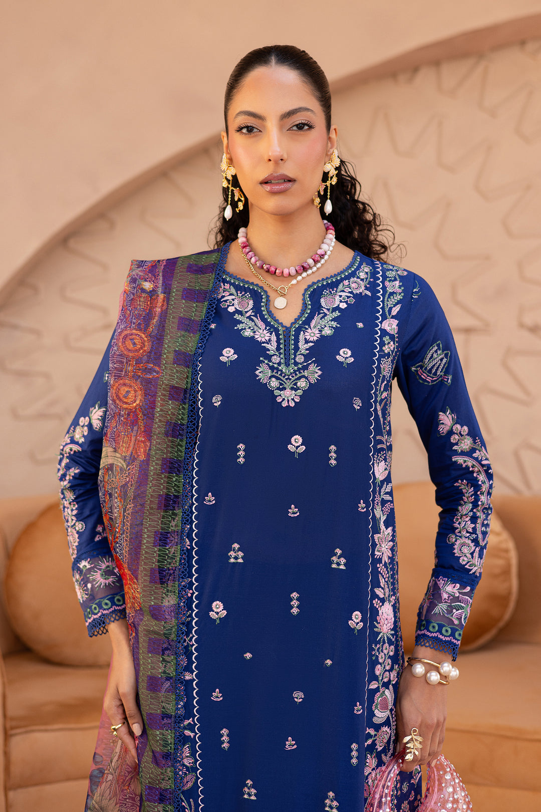 Nawrah 3Pc - Embroidered Luxe Pret