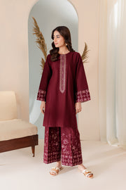 Ebony Ember 2Pc - Embroidered Khaddar Dress - BATIK