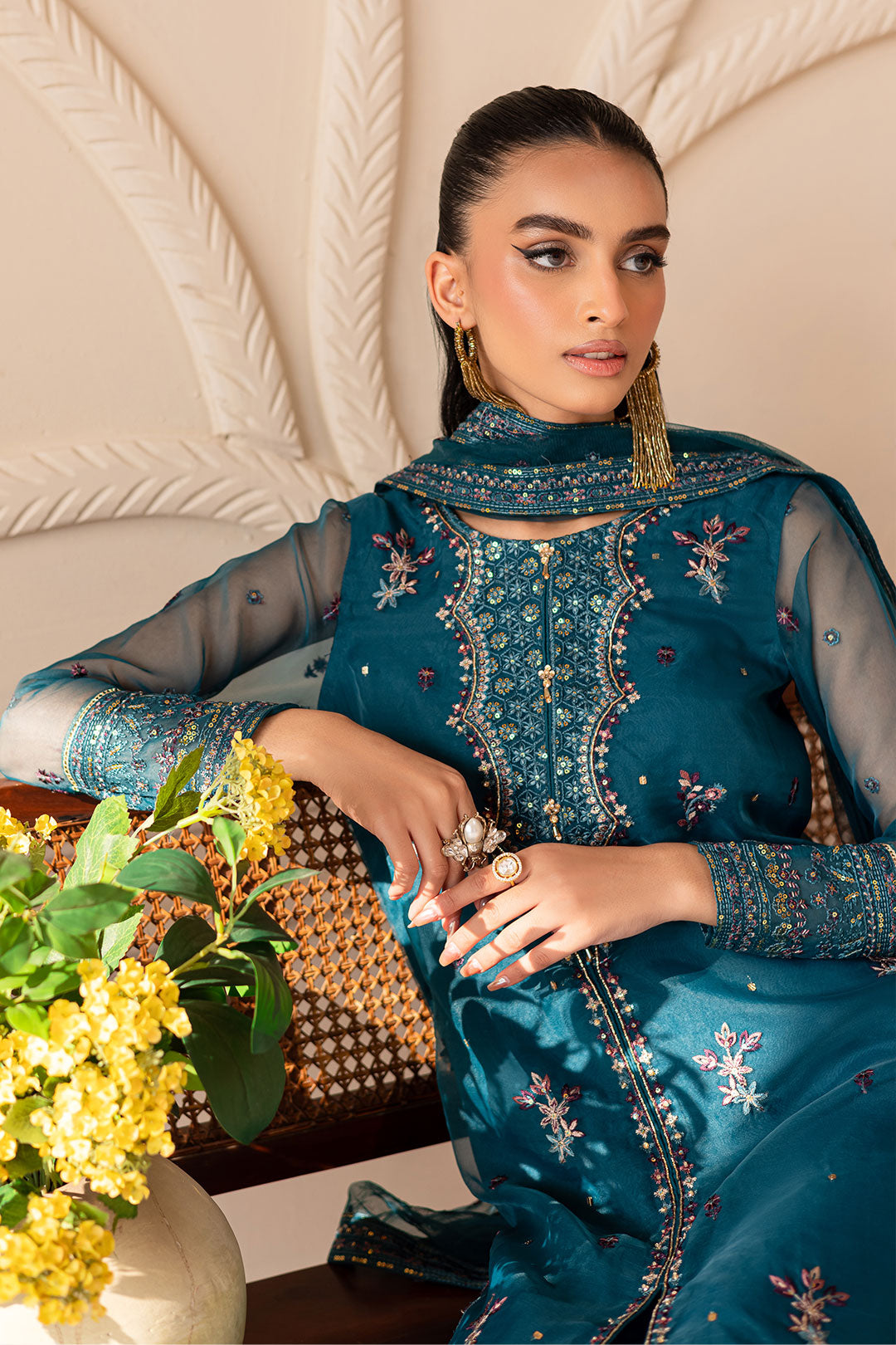 Sanaz 3PC - Embroidered Luxe Pret