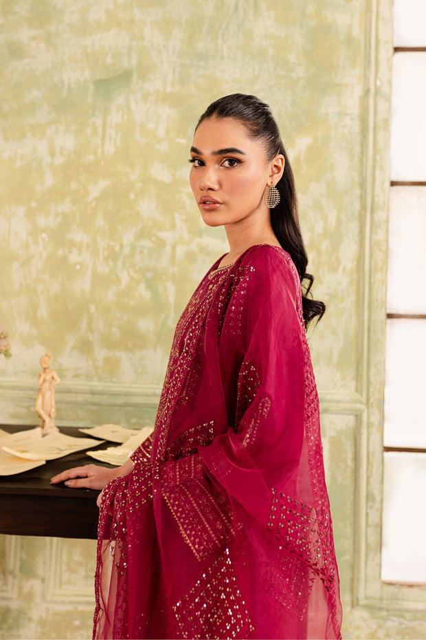 Pink Pine 3Pc - Embroidered Lawn Dress