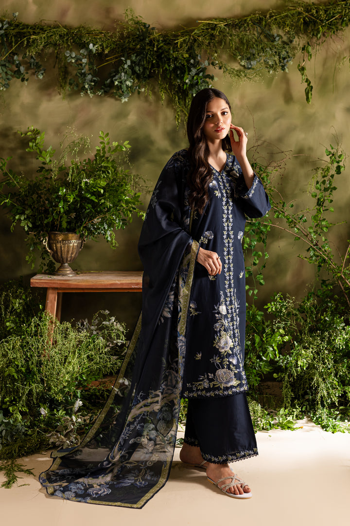 Denim 3Pc - Embroidered Lawn Dress - BATIK