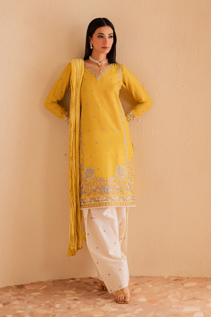 Misol 3Pc - Embroidered Solid Dress - BATIK