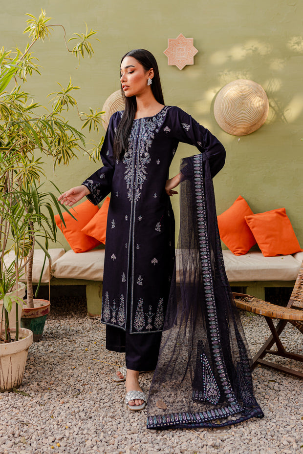 Sarang 3Pc - Embroidered Karandi Dress - BATIK