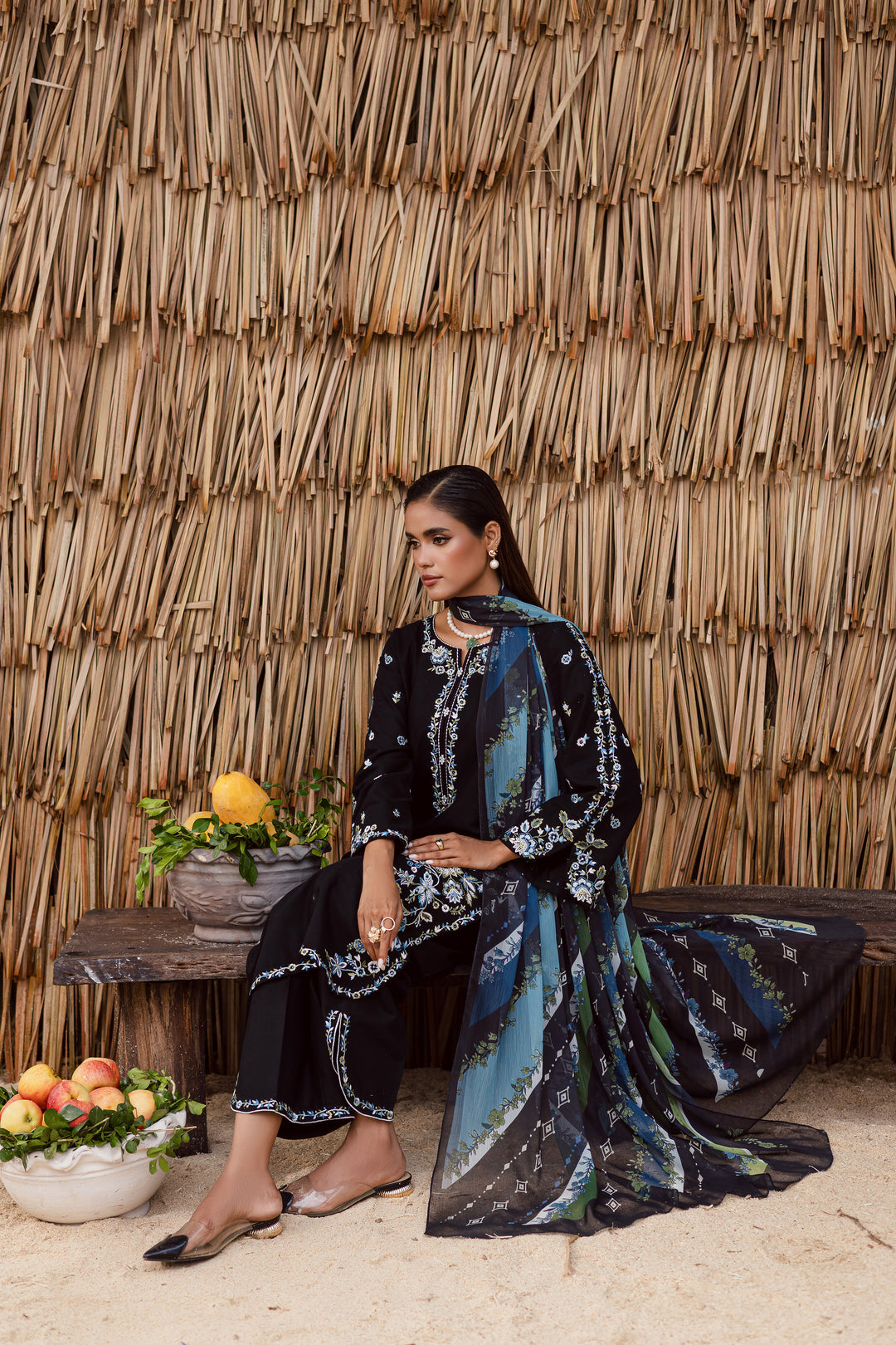 Crimora 3Pc - Embroidered Khaddar Dress