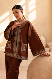 Cognac 3Pc - Embroidered Khaddar Dress