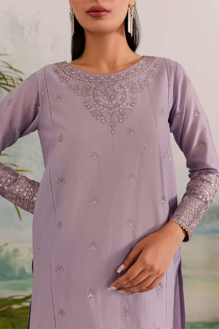 Lilac Rose 2Pc - Embroidered Lawn Dress - BATIK