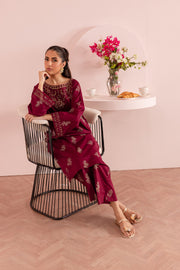 Ruby Red 2Pc - Embroidered Lawn Dress - BATIK