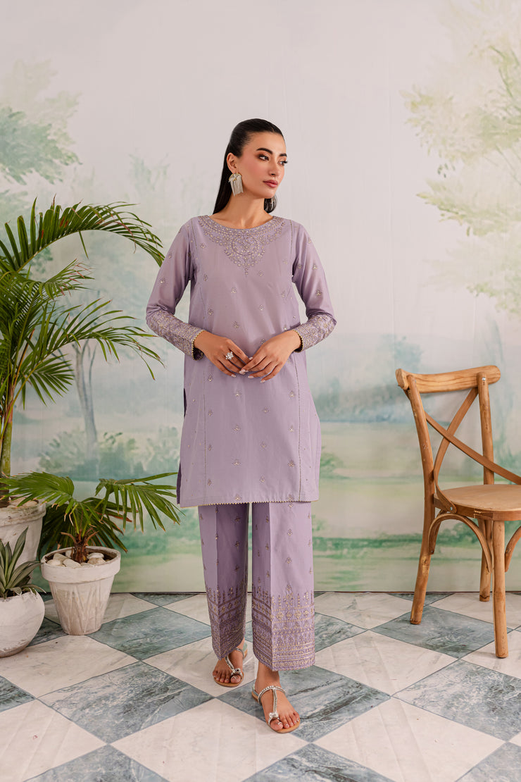 Lilac Rose 2Pc - Embroidered Lawn Dress - BATIK