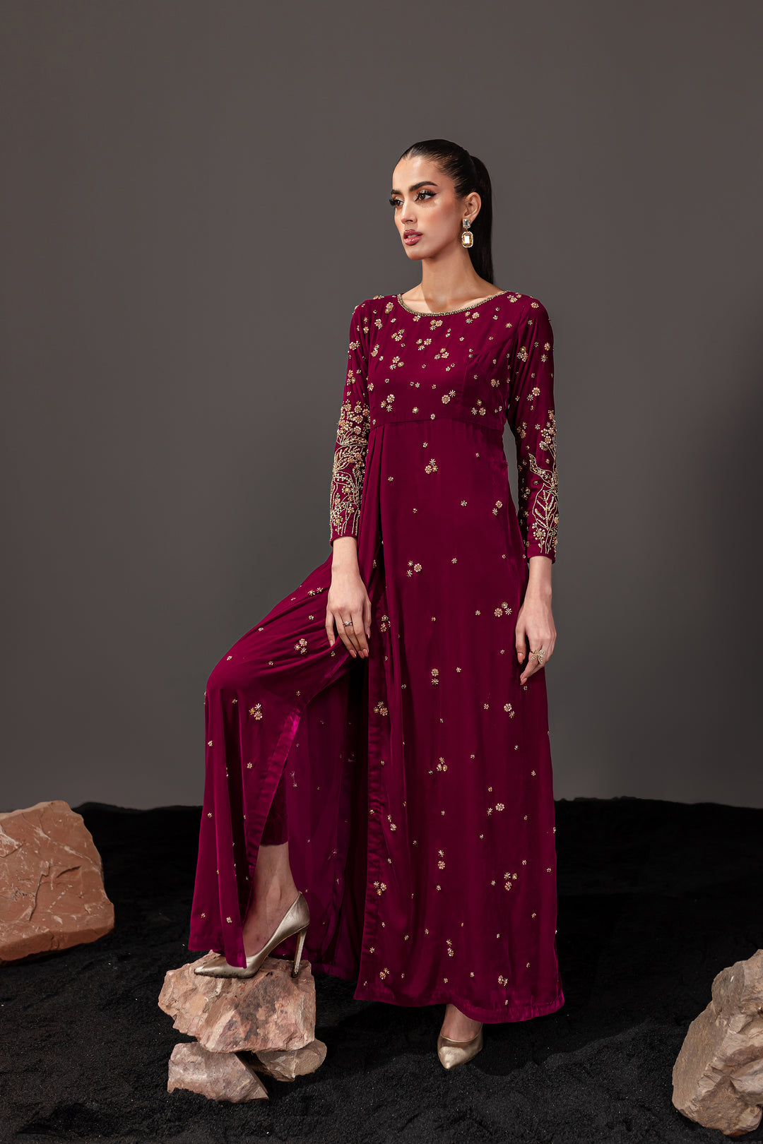 Cicely Berry 2Pc -  Formal Velvet Maxi - BATIK