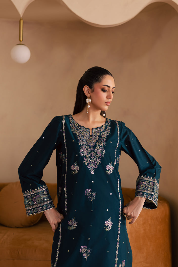 Pine 2Pc - Embroidered Solid Dress - BATIK
