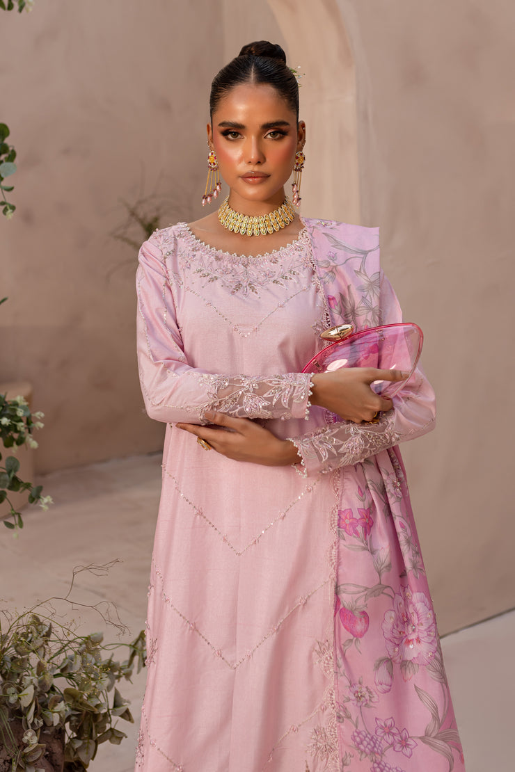 Pink Bloom 3Pc - Embroidered Luxe PRET