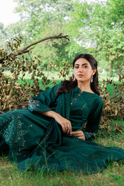 Green Mink 3Pc - Embroidered Cambric Dress - BATIK