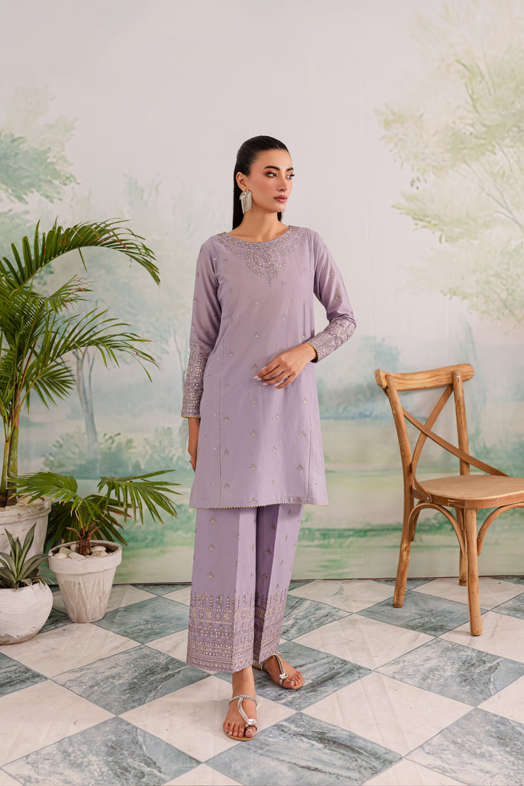 Lilac Rose 2Pc - Embroidered Lawn Dress - BATIK