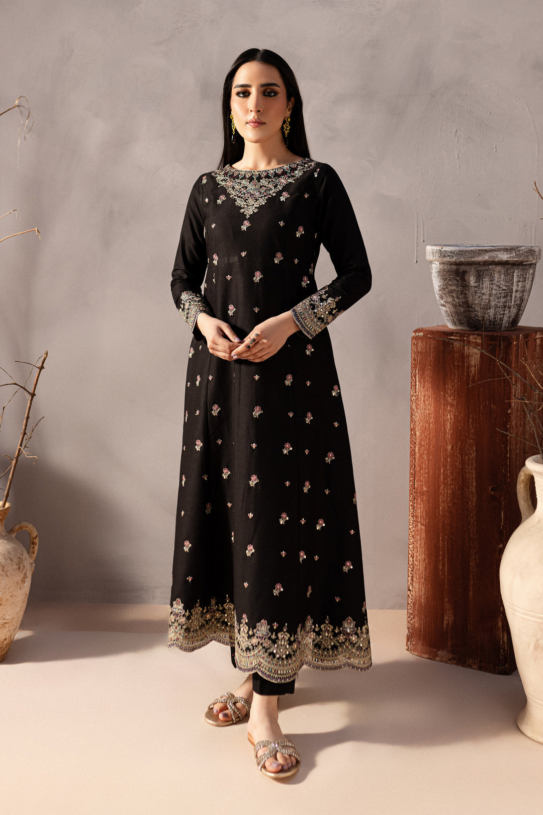 Somber 2Pc - Embroidered Karandi Dress - BATIK