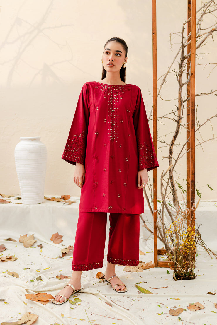 Rue 2Pc - Embroidered Karandi Dress - BATIK