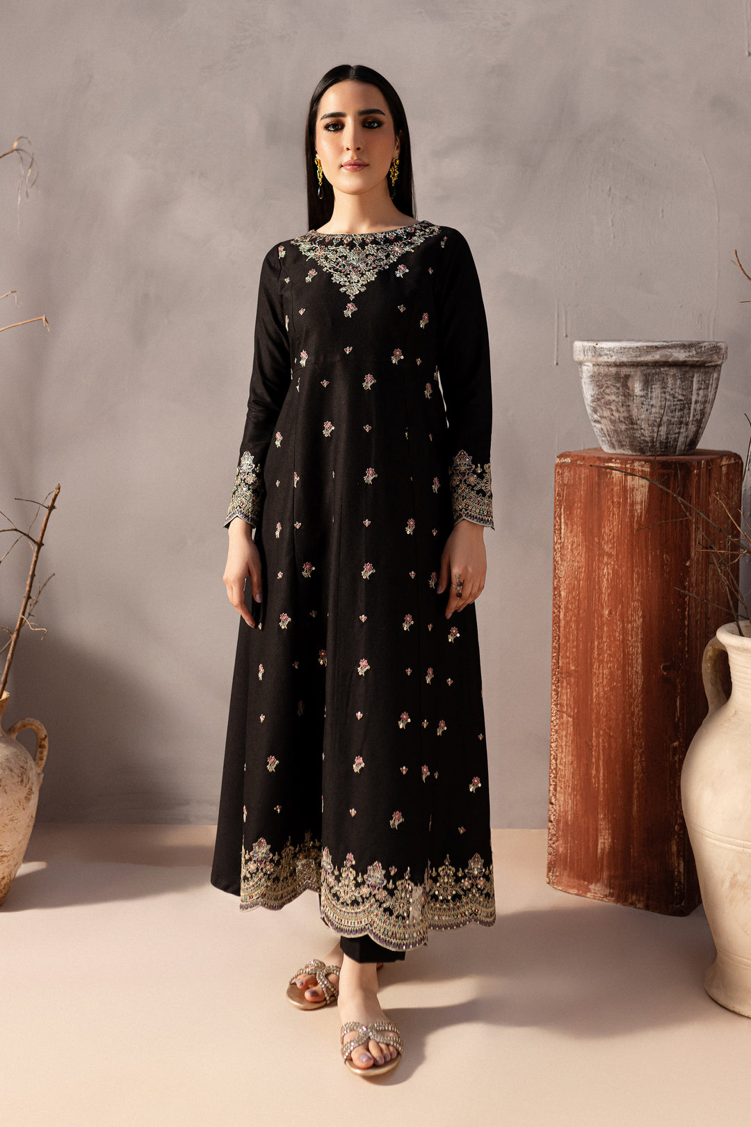 Somber 2Pc - Embroidered Karandi Dress - BATIK