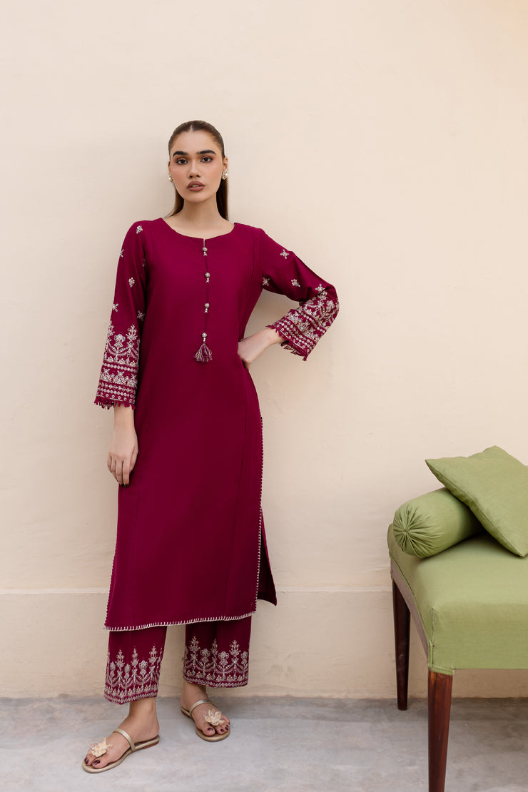 Ela 2Pc - Embroidered Khaddar Dress - BATIK