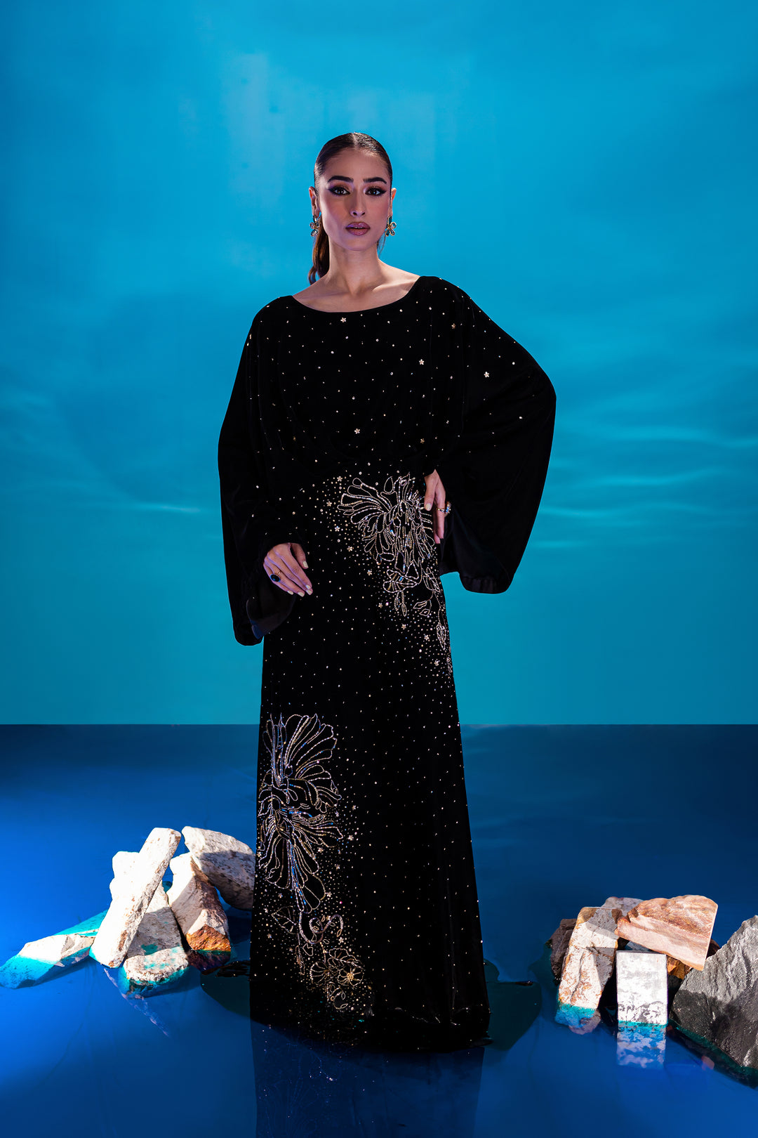 Cosmic Black 1Pc - Formal Velvet Maxi - BATIK