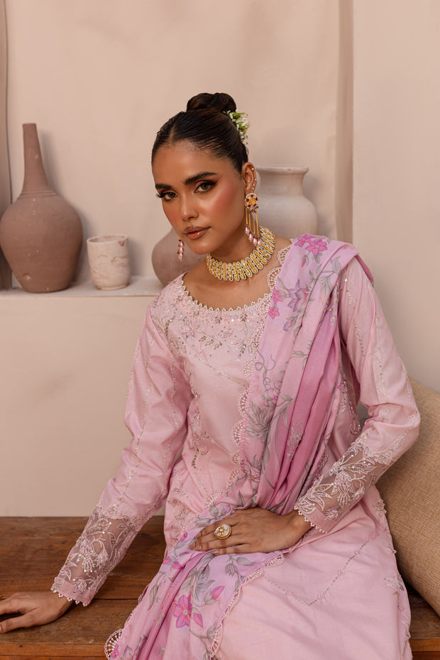 Pink Bloom 3Pc - Embroidered Luxe PRET