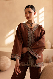 Cognac 3Pc - Embroidered Khaddar Dress