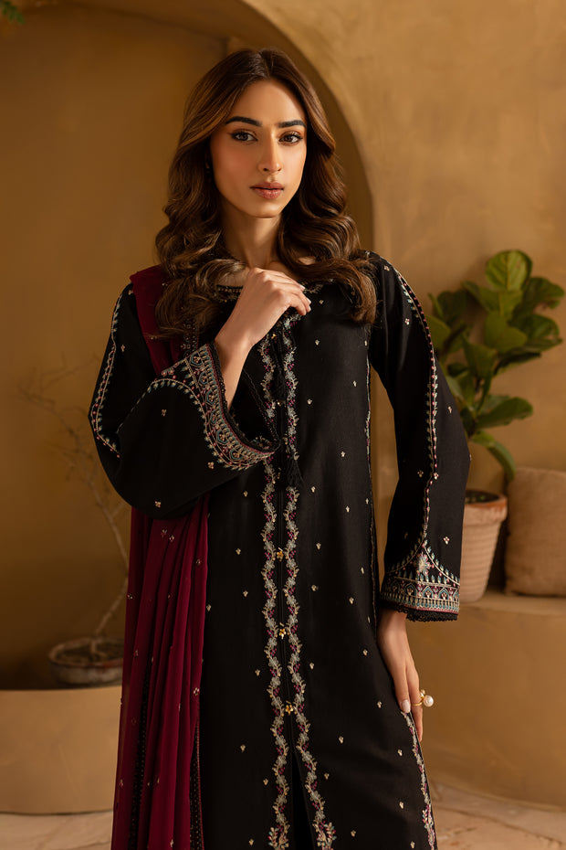 Dusk 3Pc- Embroidered Karandi Dress