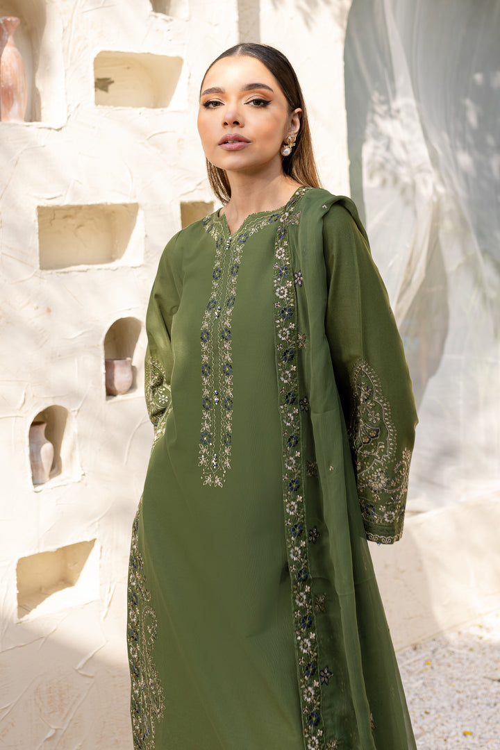 Leafy 3Pc - Embroidered Khaddar Dress - BATIK