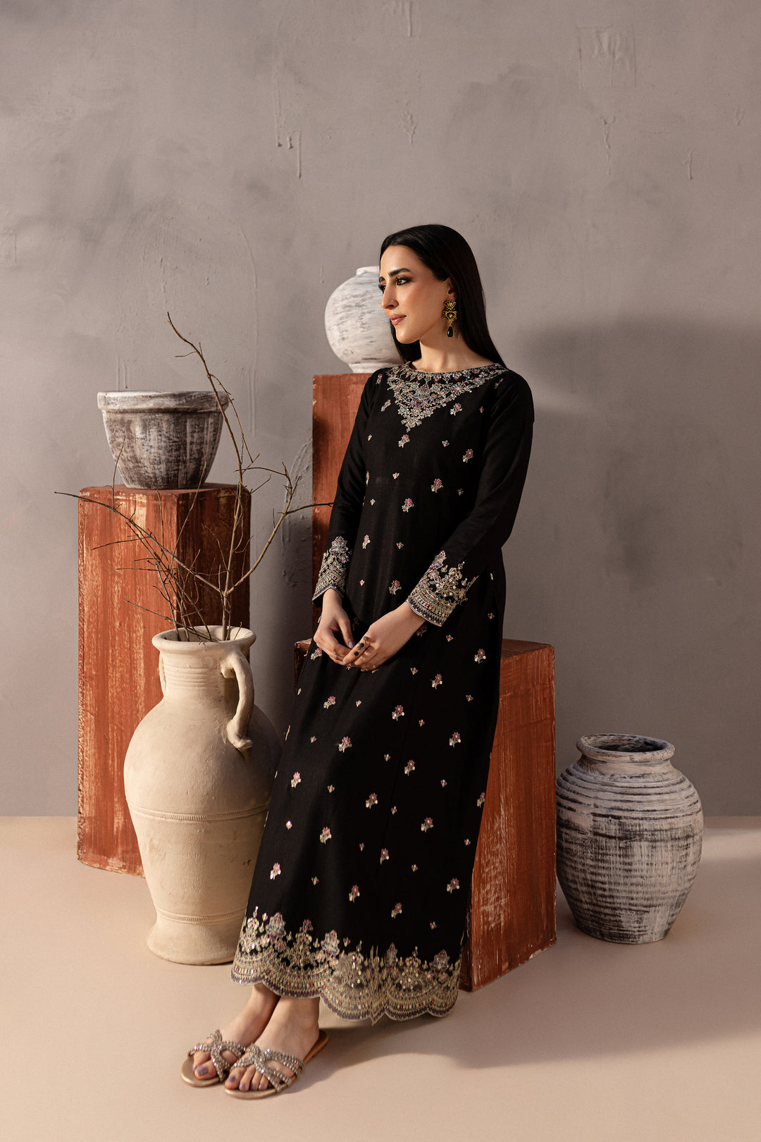 Somber 2Pc - Embroidered Karandi Dress - BATIK