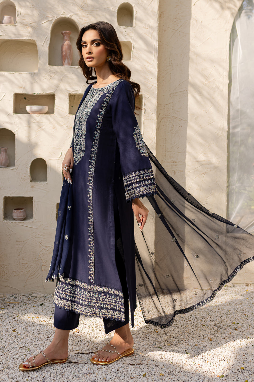 Marina 3Pc - Embroidered Khaddar Dress - BATIK