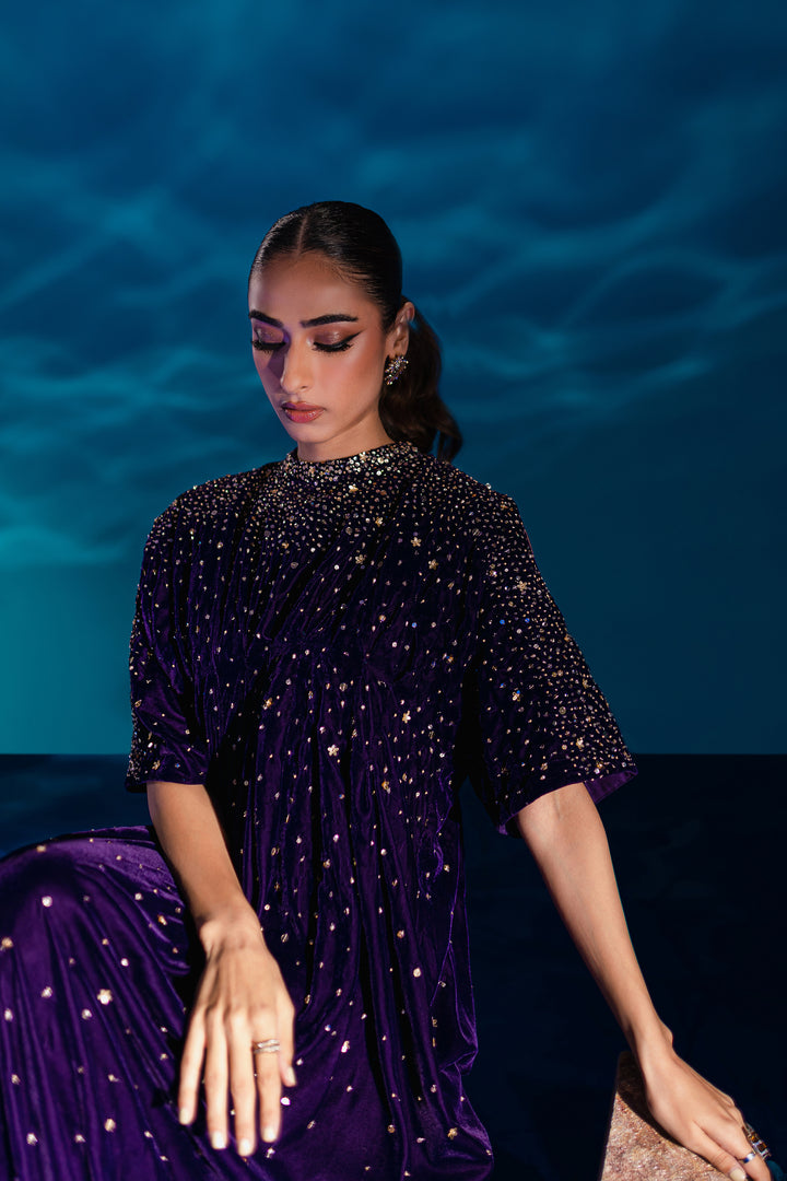 Purple 1Pc - Formal Velvet Kaftan - BATIK