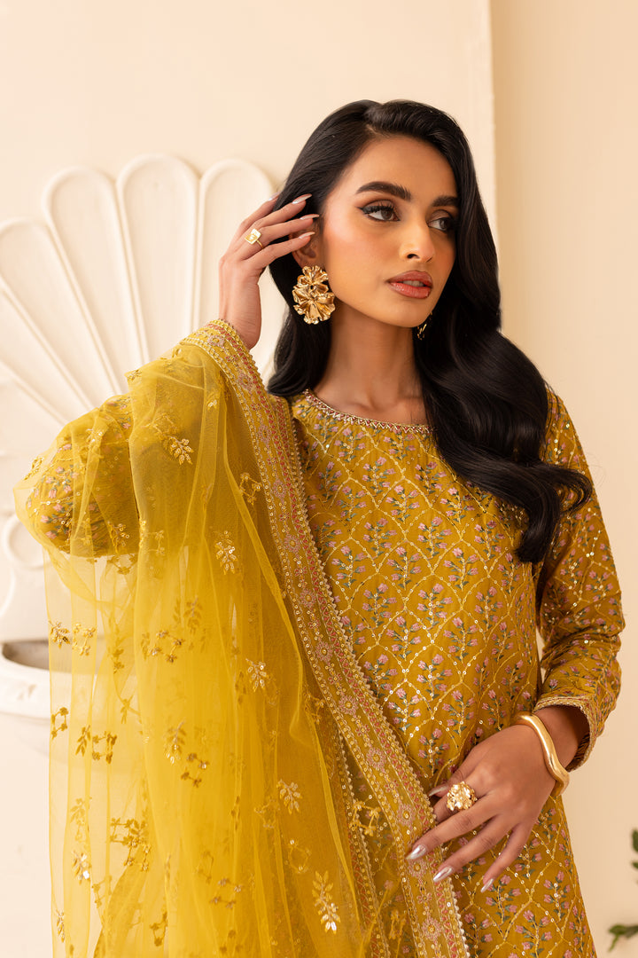 Sand Bloom 3Pc - Embroidered Sharara Pret