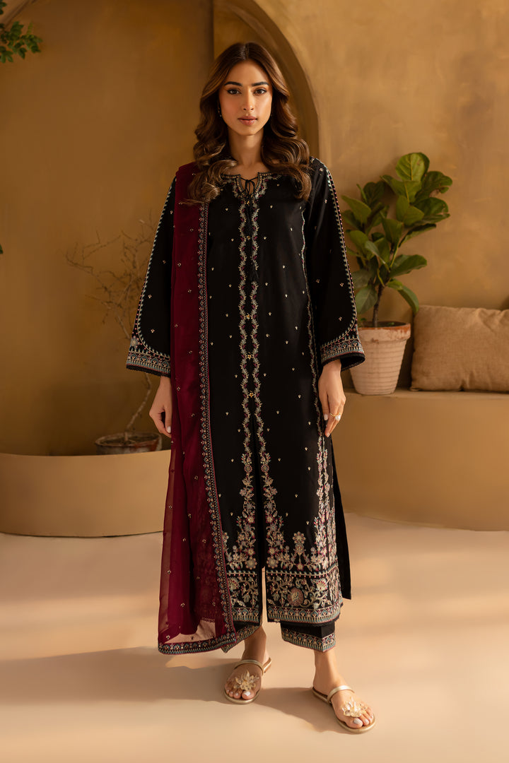 Dusk 3Pc- Embroidered Karandi Dress - BATIK