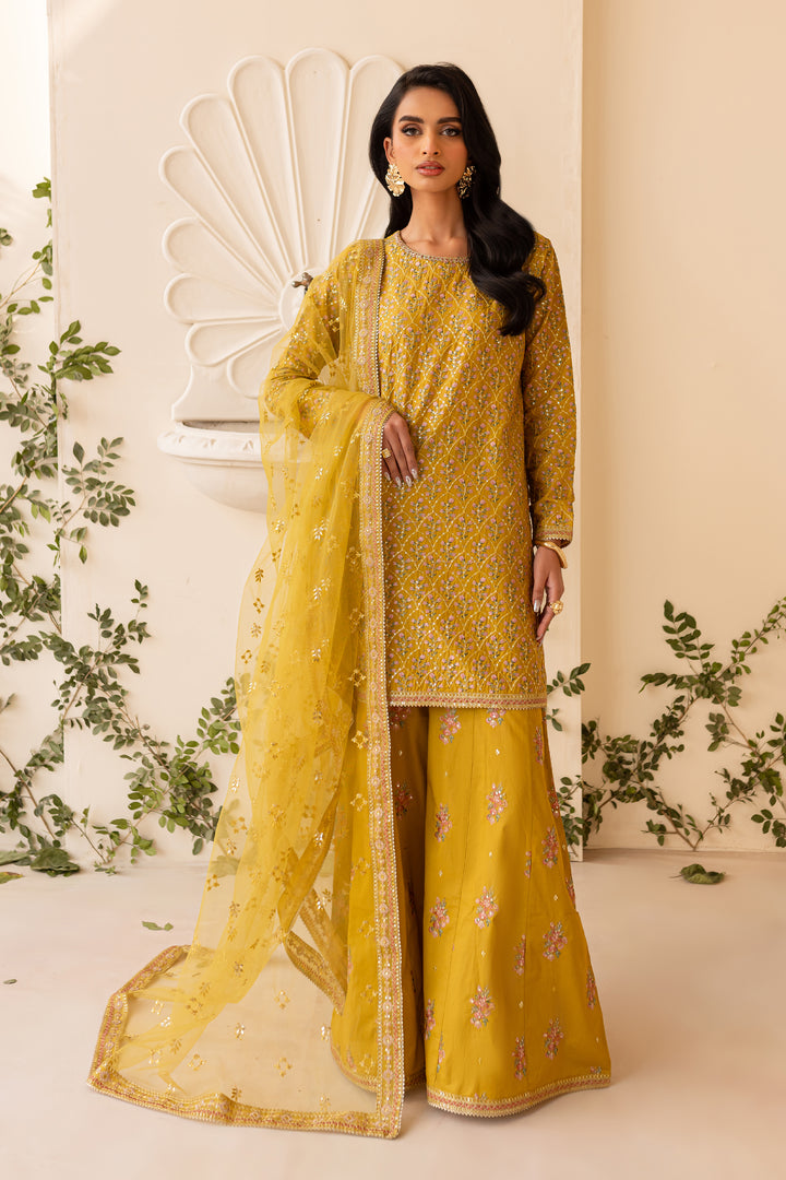 Sand Bloom 3Pc - Embroidered Sharara Pret