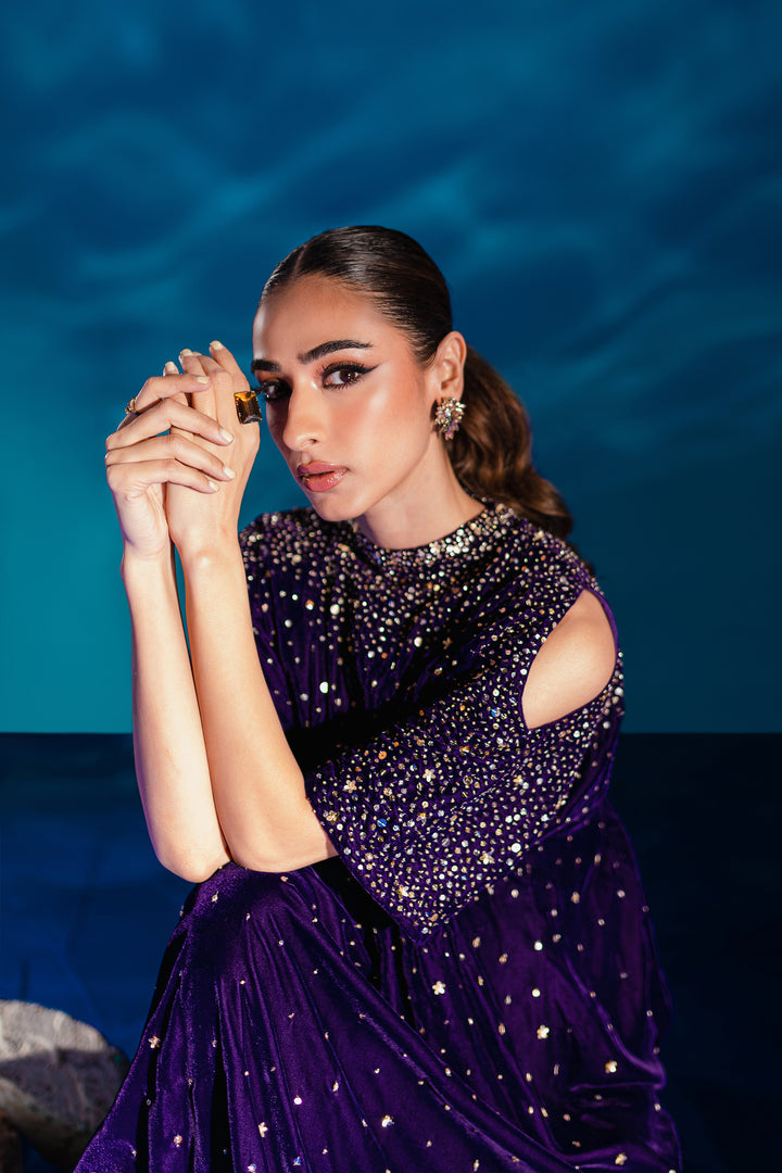 Purple 1Pc - Formal Velvet Kaftan - BATIK