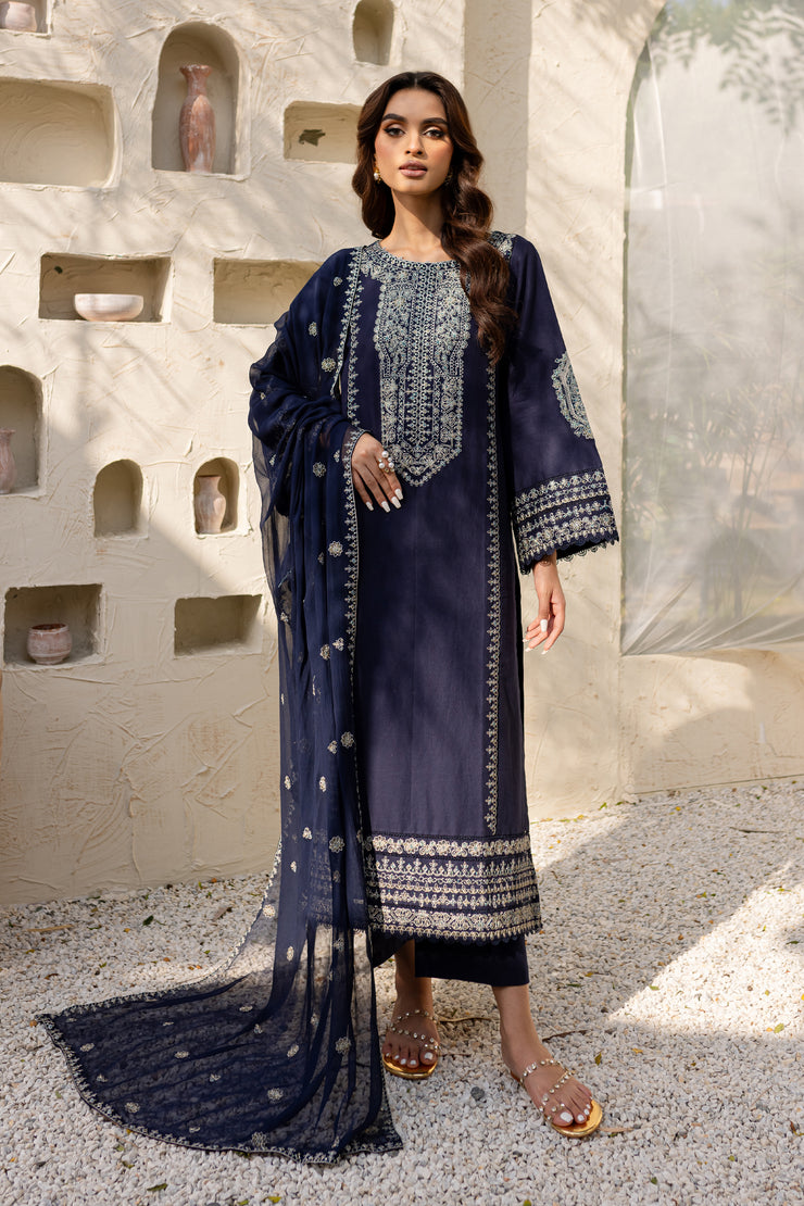 Marina 3Pc - Embroidered Khaddar Dress