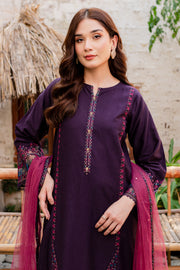 Corsetry 3Pc - Embroidered Karandi Dress - BATIK