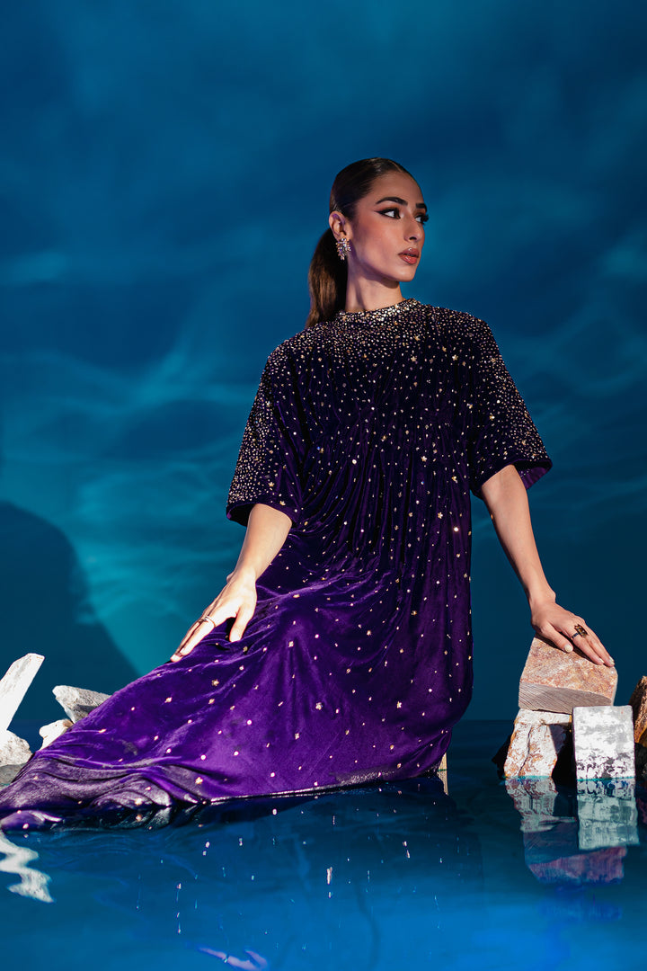 Purple 1Pc - Formal Velvet Kaftan - BATIK