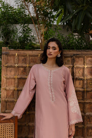 Pink Blush 2Pc - Embroidered Khaddar Dress - BATIK