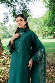 Green Mink 3Pc - Embroidered Cambric Dress - BATIK