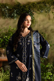 Denim 3Pc - Embroidered Lawn Dress - BATIK