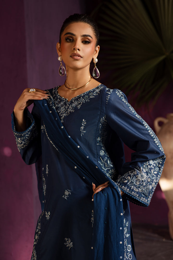 Twinkle Haze 3Pc - Embroidered Solid Dress - BATIK