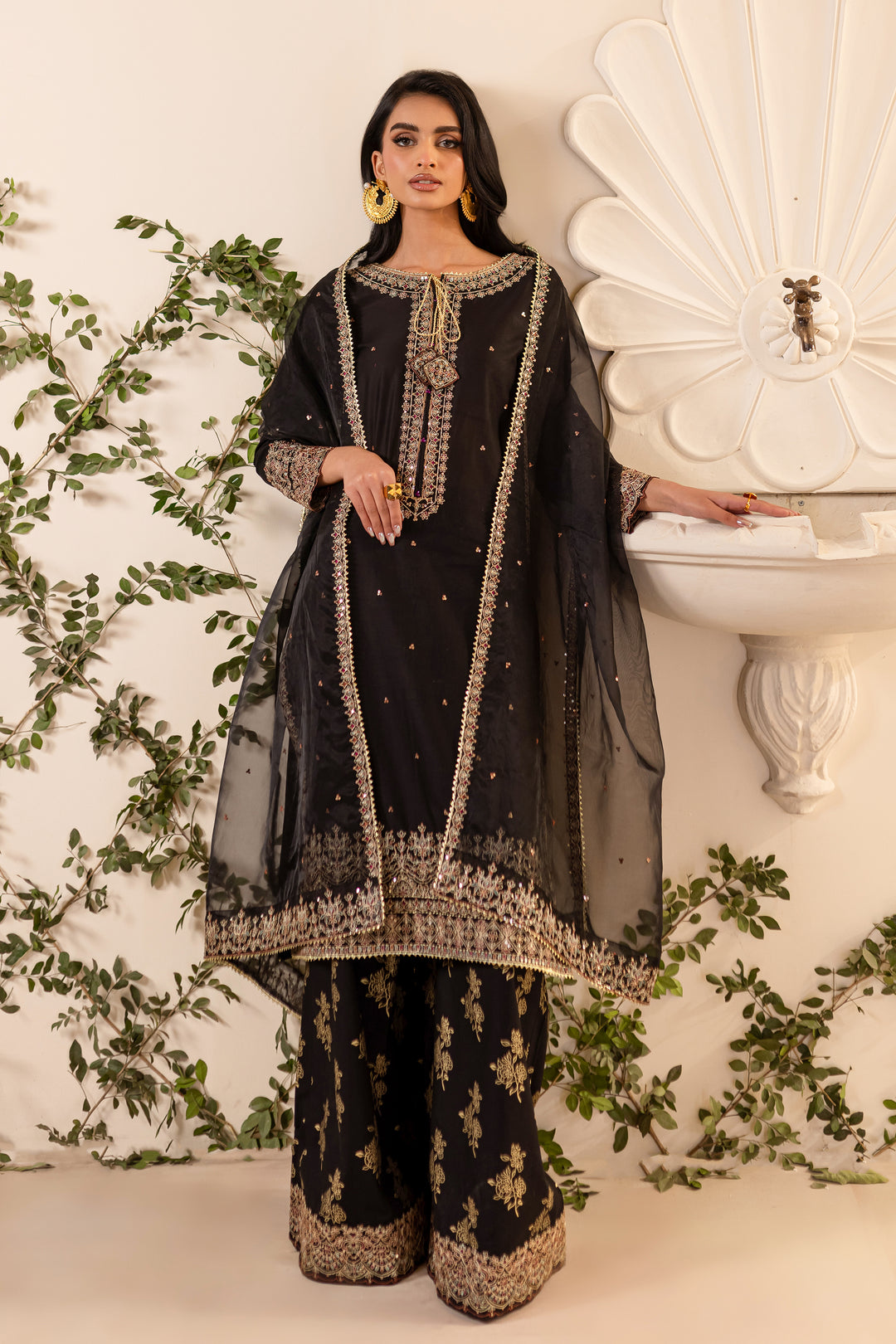 Aria 3Pc - Embroidered Sharara Pret