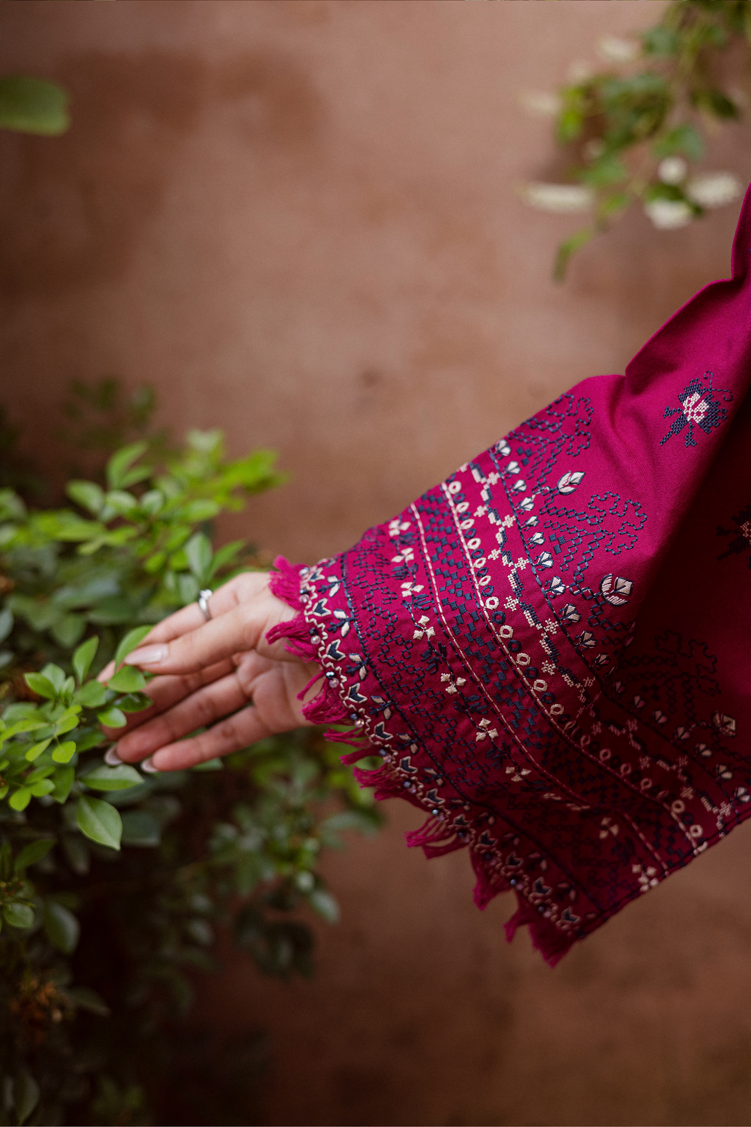 CrossWord Pink 2Pc - Embroidered Khaddar Dress