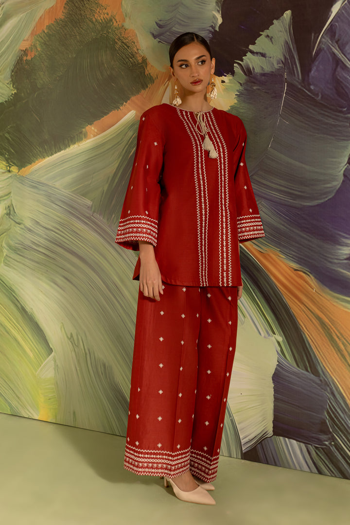 Brick 2Pc - Embroidered Khaddar Dress - BATIK