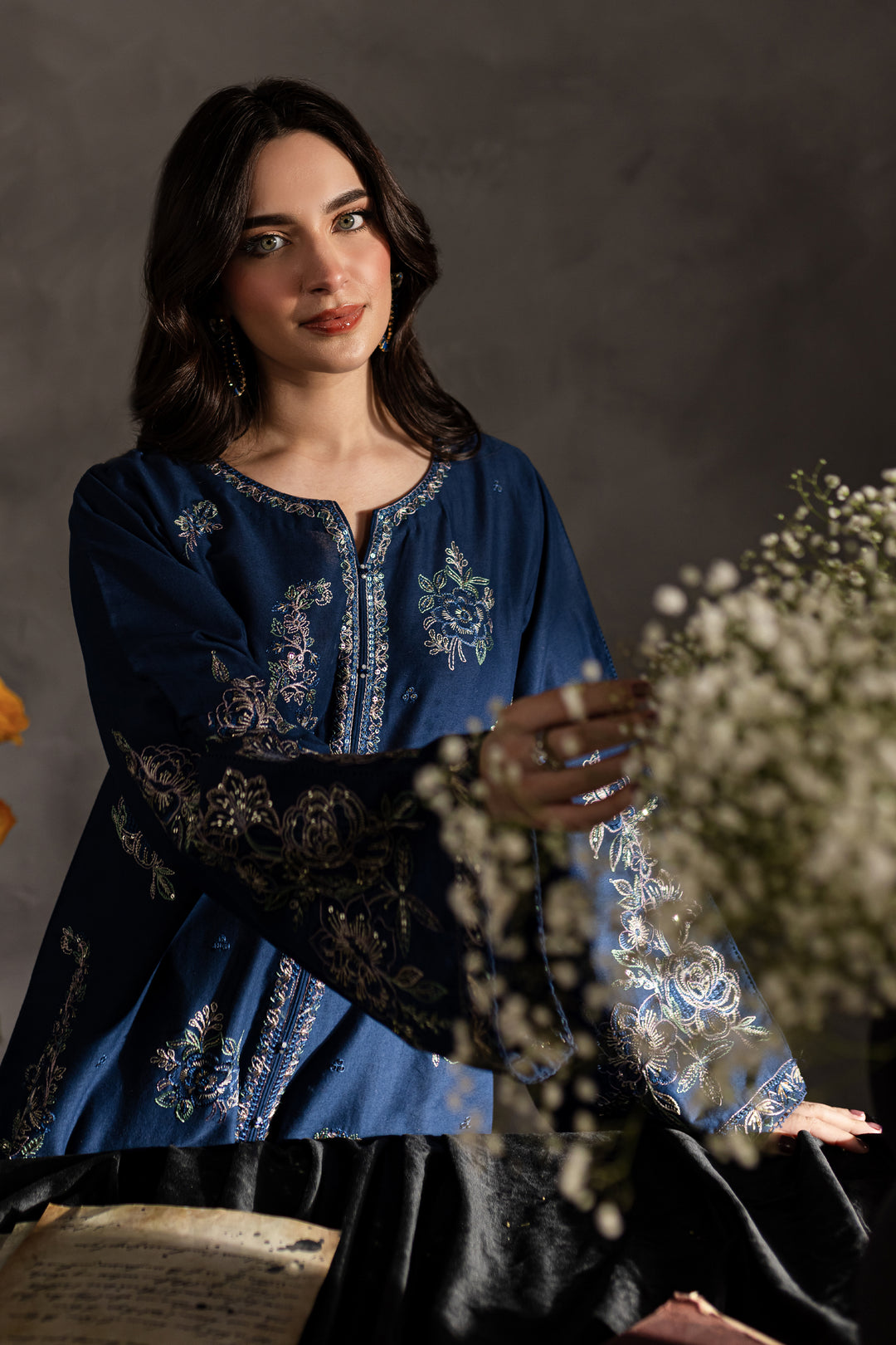 Blue Blair 2Pc - Embroidered Khaddar dress - BATIK