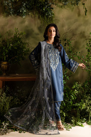 Blue Aurora 3Pc - Embroidered Lawn Dress - BATIK