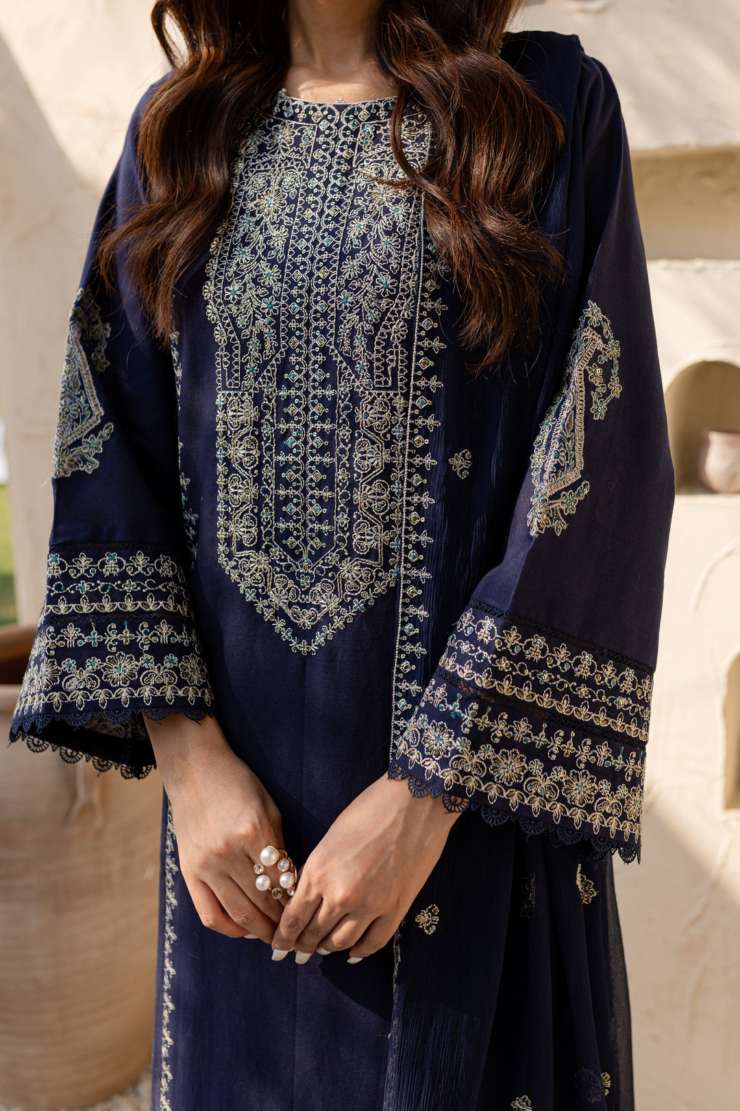 Marina 3Pc - Embroidered Khaddar Dress - BATIK