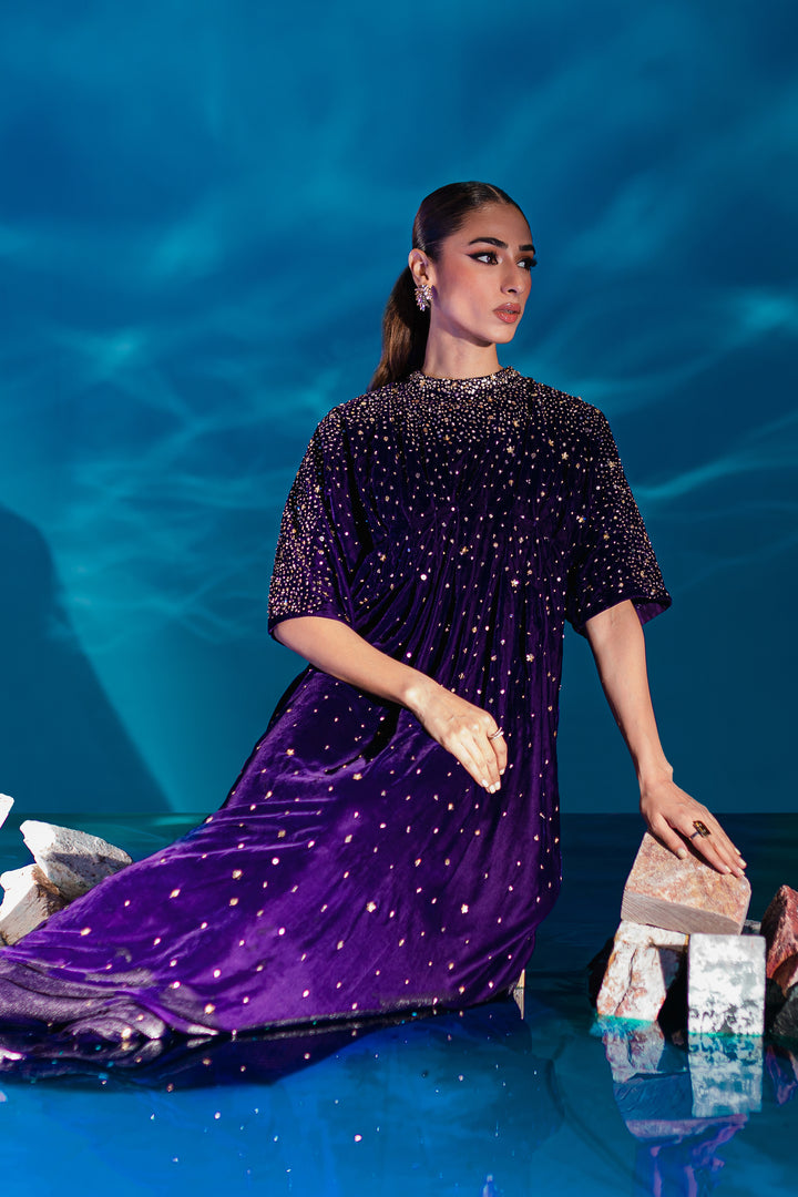 Purple 1Pc - Formal Velvet Kaftan - BATIK