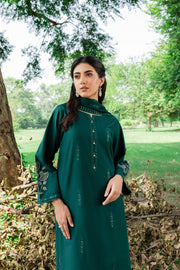 Green Mink 3Pc - Embroidered Cambric Dress - BATIK