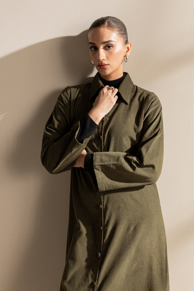 Lilly Army Green | Button-down Dress